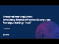 Troubleshooting Error java lang NumberFormatException For Input String null