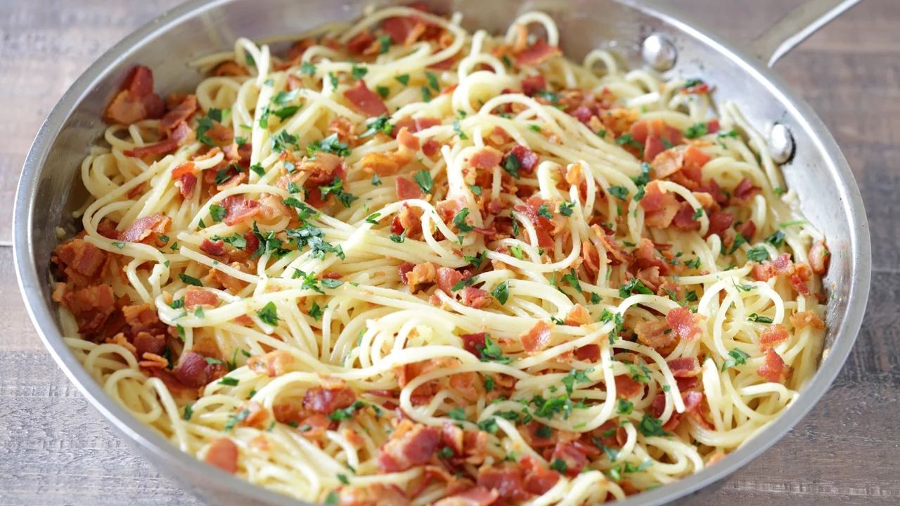 Eggless Spaghetti Carbonara