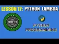 PYTHON PROGRAMMING LESSON 17 PYTHON LAMBDA