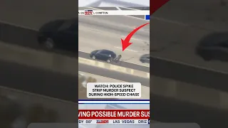 Police Use A Spike Strip During A Police Chase Of A Possible Murder Suspect 