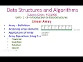 Linear Array-1-3-Data Structures and Algorithms-definition applications operations and etc