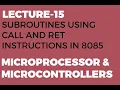 Subroutines Using CALL and RET in 8085