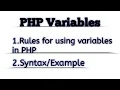 Php Variables Rules of php Syntax of using Variable part2