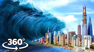 360 TSUNAMI WAVE HITS THE BEACH How To Survive A Natural Disaster VR 360 Video 