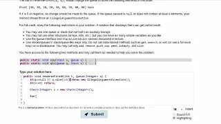 Java Practice It Exercise 14 14 reverseFirstK Collections and stacks queues