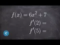 Find the derivative and evaluate at a point