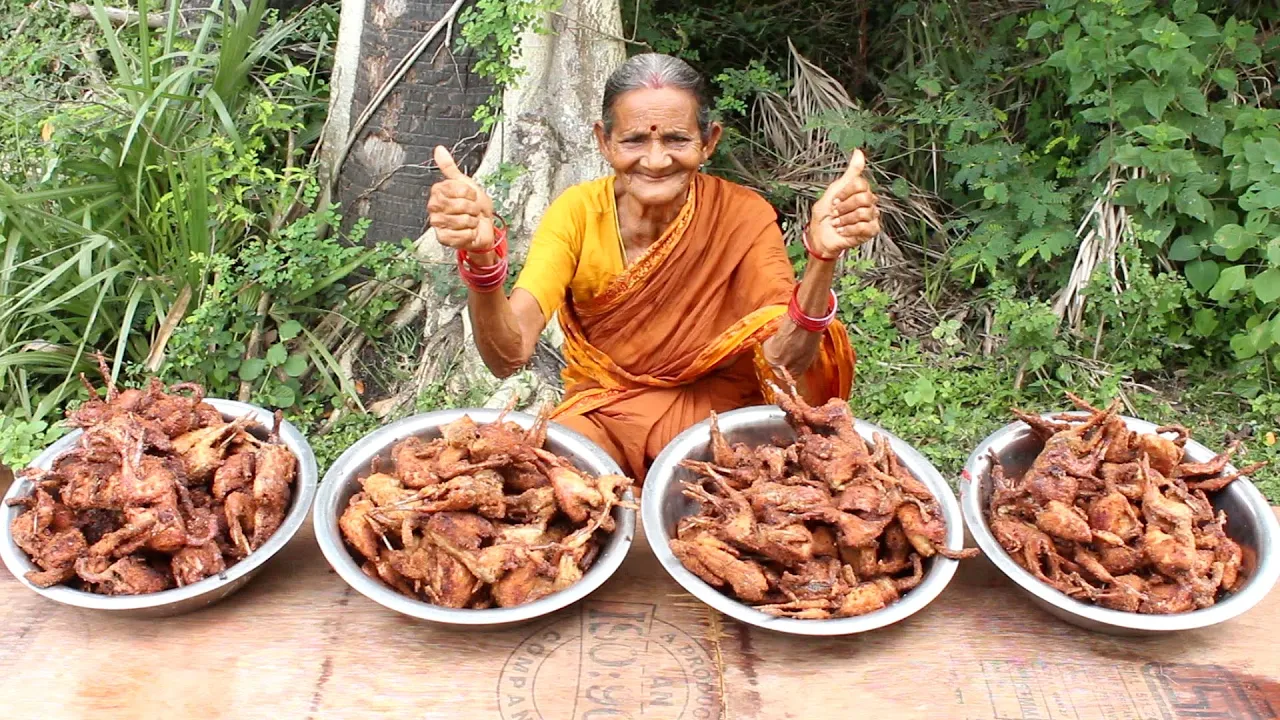 How to Cook Tandoori Quail Fry Recipe in Village Style Grandma