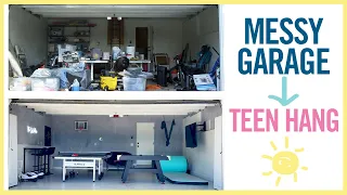 GARAGE MAKEOVER | Epic Mess to Teen Hang!!!