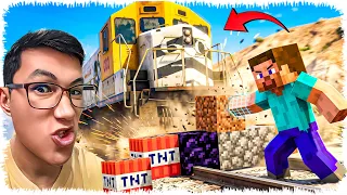 Гта ПОЙЫЗЫН Minecraft БЛОКТАРЫМЕН тоқтата аламыз ба?!🚂🧱(GTA V + Minecraft)