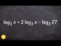 Learn how to condense logarithmic expression to one log