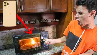 مقلب حطيت ايفون اخويا في المايكرويف وهو شغال كان هيعيط 