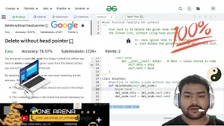 Delete without head pointer geeksforgeeks POTD