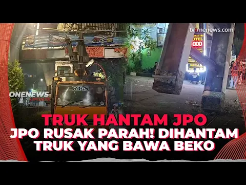 Ngeri! Detik-detik Truk Beko Hantam JPO di Mampang Hingga Nyaris Roboh