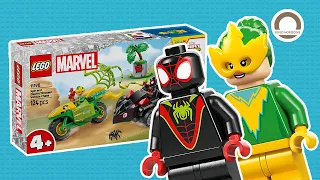 LEGO Marvel 11198 Mile Morales (Spin) vs Electro: Epic Dino Vehicle Chase Speed Build!