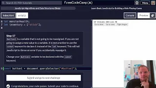 Learn Basic JavaScript by Building a Role Playing Game FreeCodeCamp