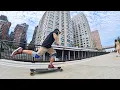 Longboard skating New York City most beautiful Skyline Longboarding East Midtown Greenway