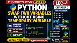 Python Swapping Program Without Temporary Variable ICS Part 1 10th computer science Lec-04
