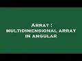 Array multidimensional array in angular
