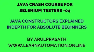 Java Crash course 04 Constructors Explained Tamil Java for Automation