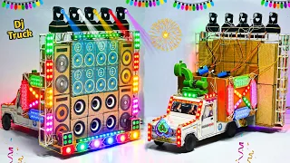 Mini DJ truck setup | How to make a cardboard mini DJ truck | Mini dj truck light wala