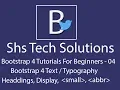 Bootstrap 4 tutorials - 04 Bootstrap 4 Typography Bootstrap 4 mark small disaplay abbr kbd