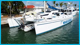 CHEAP 48′ Spaceship-Looking Catamaran – Is She Worth It? [Full Tour] Learning the Lines