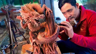 I Carved a Dragon from a Single block of RED WOOD