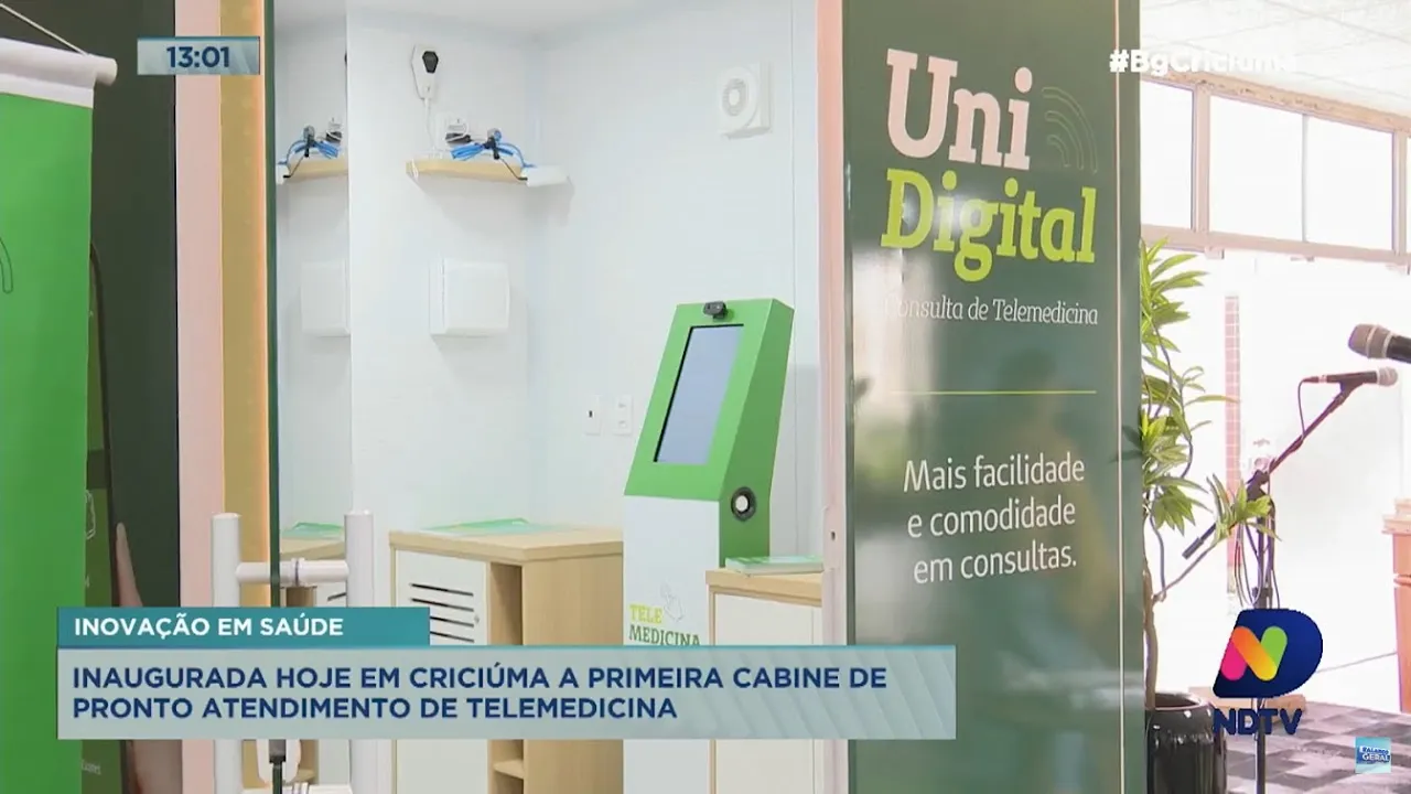 Primeira cabine de pronto atendimento de telemedicina é inaugurada em Criciúma