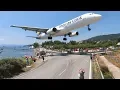 SKIATHOS 2018 - LOW LANDINGS and JETBLASTS vs. PEOPLE - Airbus A321, Boeing 717 ...
