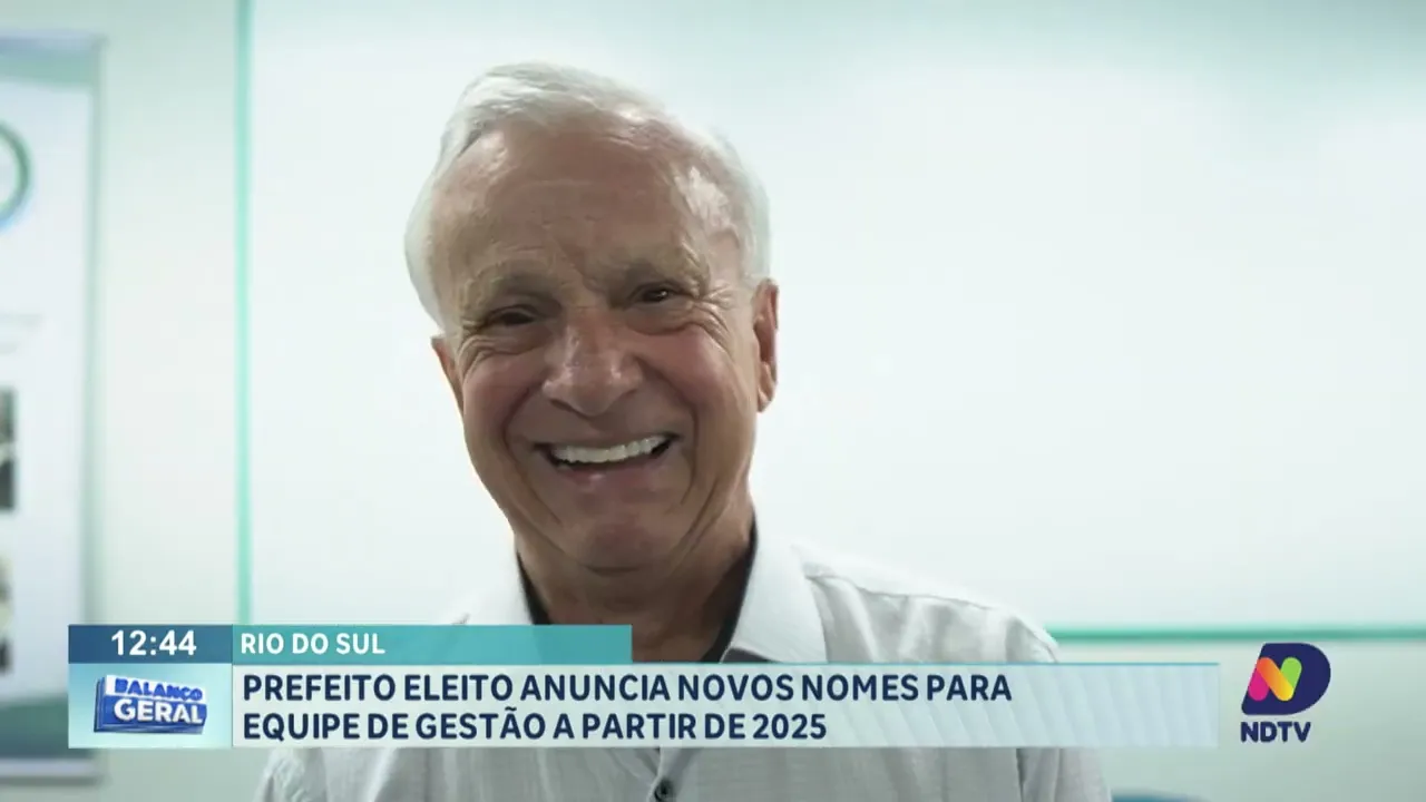 Prefeito eleito em Rio do Sul anuncia novos nomes para equipe de gestão a partir de 2025