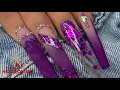 VALENTINES ACRYLIC NAIL I HEARTS NAILS DESIGNS I NOTPOLISH I LONG COFFIN SHAPE I NUDE ACRYLICS