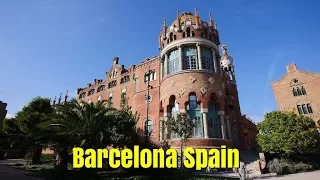 Touring Barcelona Spain. Sant Pau.  Architectural beauty on what use to be a hospital campus