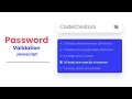 how to create a password validation form with CSS and JavaScript