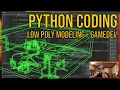 Live Python coding Low poly 3D modeling and gamedev Spacecraft interiors