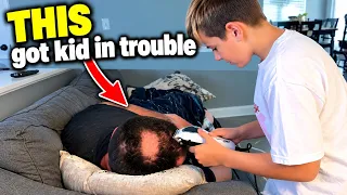 Kid Temper Tantrum Shaves Dad's Head While He Was Sleeping [Original]