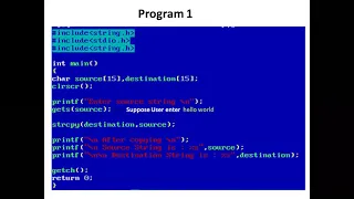 Program to copy a strings using strcpy Function