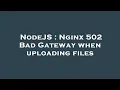 NodeJS Nginx 502 Bad Gateway when uploading files
