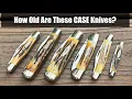 How old are these vintage CASE knives Stag trapper rail splitter balloon whittler pocket knife
