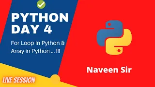 Array In Python Python Tutorial in Hindi Day 4 Naveen Sir