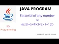 Java program for finding factorial of any number n