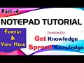 WINDOWS 10 NOTEPAD TUTORIAL PART 4 FORMAT VIEW MENU WITH PRACTICE Get Knowledge Spread Knowledge