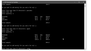 Python Project Bill Generator