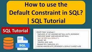 How to use the Default Constraint in SQL SQL Tutorial For Beginners Learn SQL