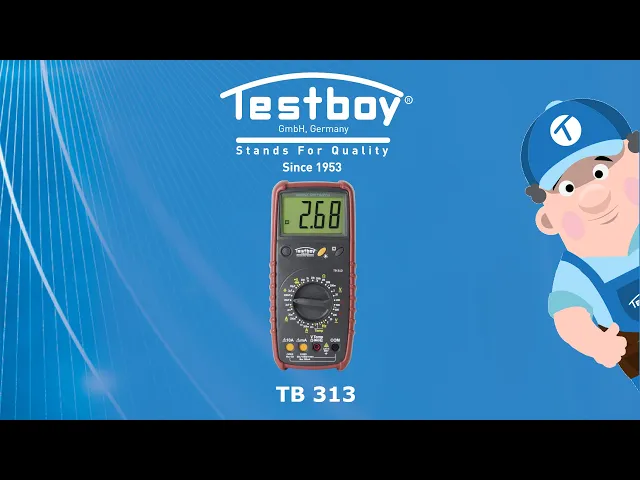 Multimetro digitale con protezione CAT III 2...600Vac/dc, 2mA…10A, LCD e segnale acustico, Testboy 313, TESTBOY, 4028532203139