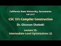 Compilers Lecture 35 Intermediate-Level Optimizations 2