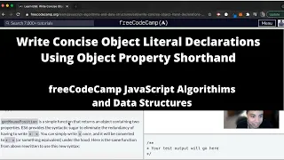 Write Concise Object Literal Declarations Using Object Property Shorthand ES6 freeCodeCamp