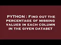 PYTHON Find out the percentage of missing values in each column in the given dataset