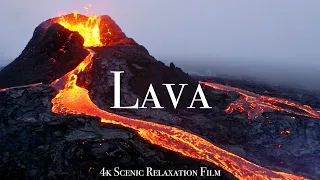 Volcano Lava 4K Scenic Relaxation Film With Calming Music 
