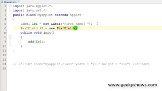 Label in Java Applet Hindi