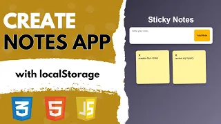 Notes App in JavaScript with LocalStorage Beginner Friendly Project Frontend HTML JS CSS